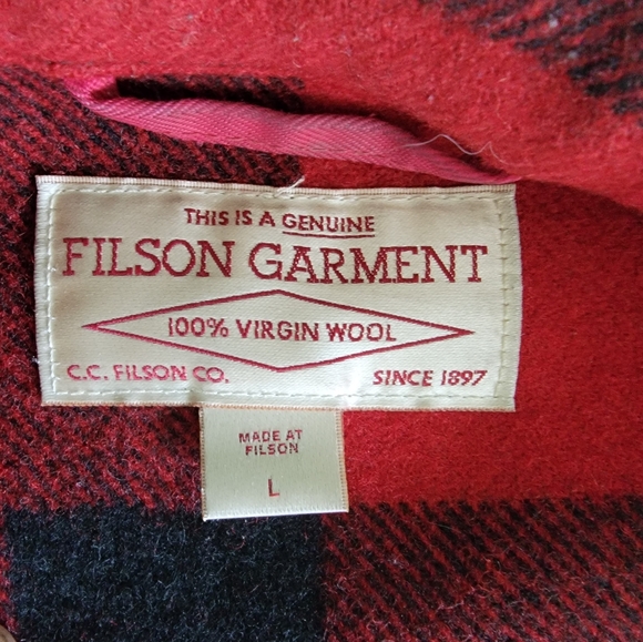 Filson Vintage Plaid Wool Mackinaw Cruiser Jacket - Large - Red and Black - Picture 5 of 7